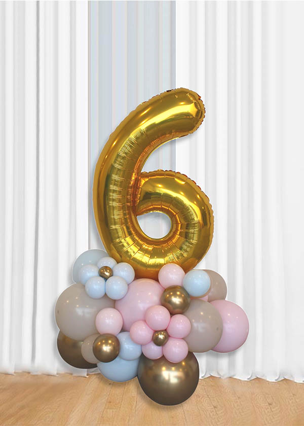 [Organic Balloon Structure] Blue & Pink Daisy With Single Number Foil