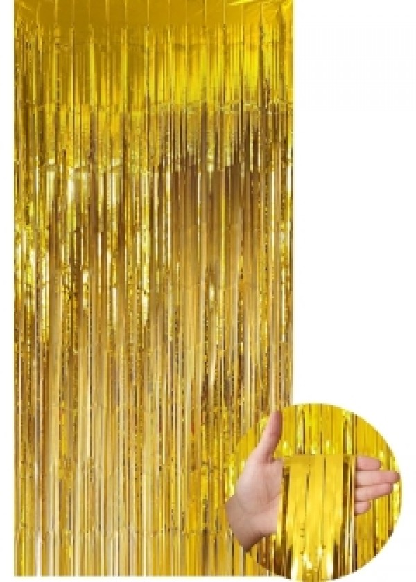 Tinsel Curtain [1m x 2m] Chrome Gold