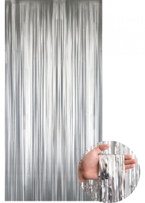 Tinsel Curtain [1m x 2m] Matte Silver