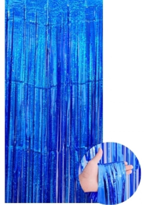 Tinsel Curtain [1m x 2m] Chrome Blue