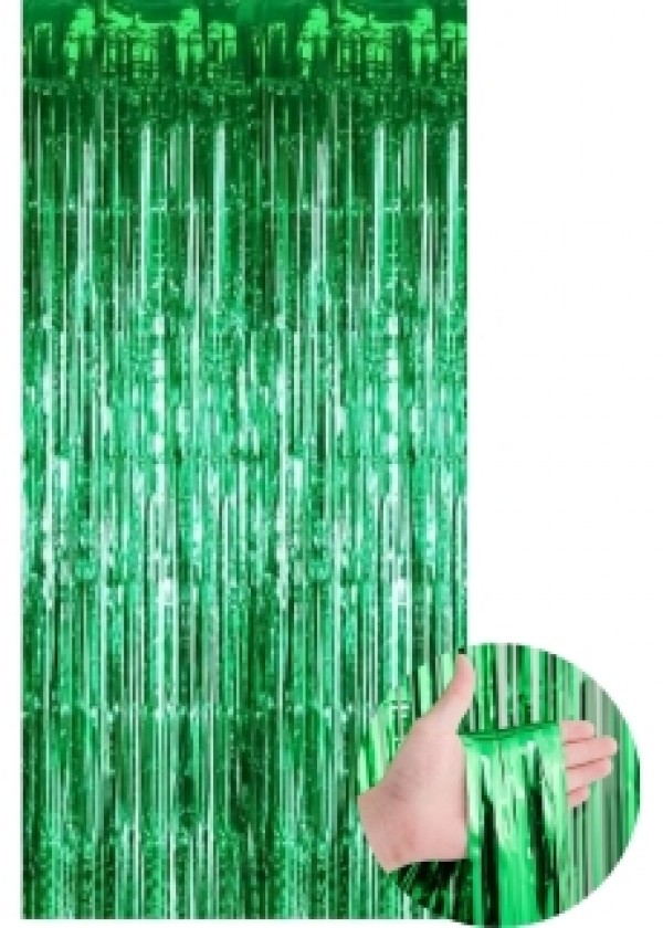 Tinsel Curtain [1m x 2m] Chrome Green