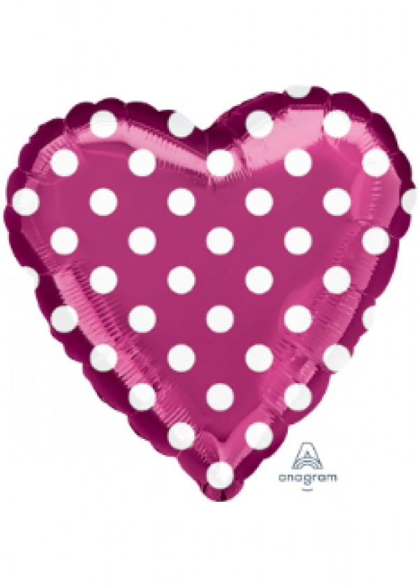 18" Heart Polka Dots Fuchsia