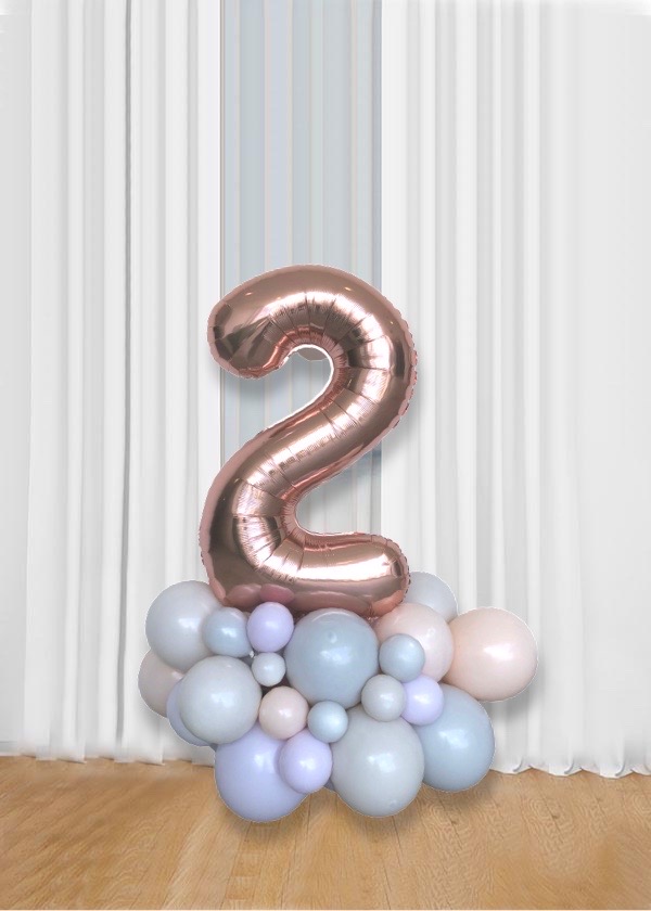 [Organic Balloon Structure] Chalk Spring Lilac Blush With Single Number  Foil