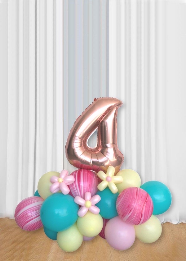 [Organic Balloon Structure] Cheerful Girl  With Single Number  Foil