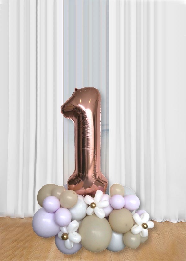 [Organic Balloon Structure] Pastel Lilac Dream With Single Number  Foil