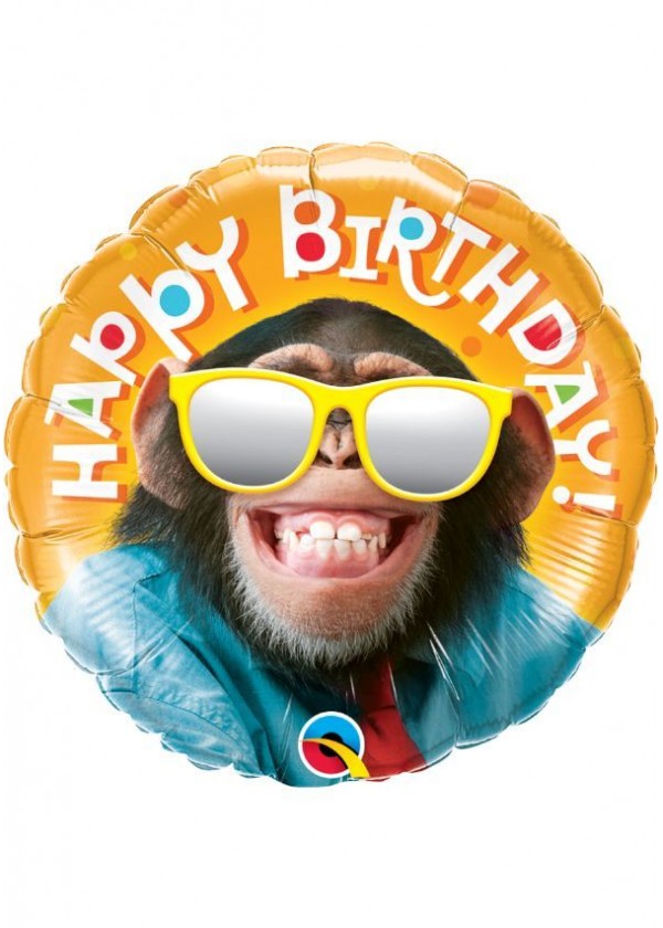 18" Round BDAY Smilin' Chimp