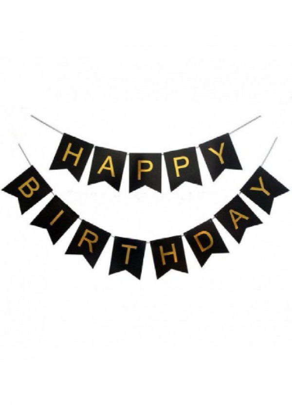 Banner Fish Tail [HAPPY BIRTHDAY] Black