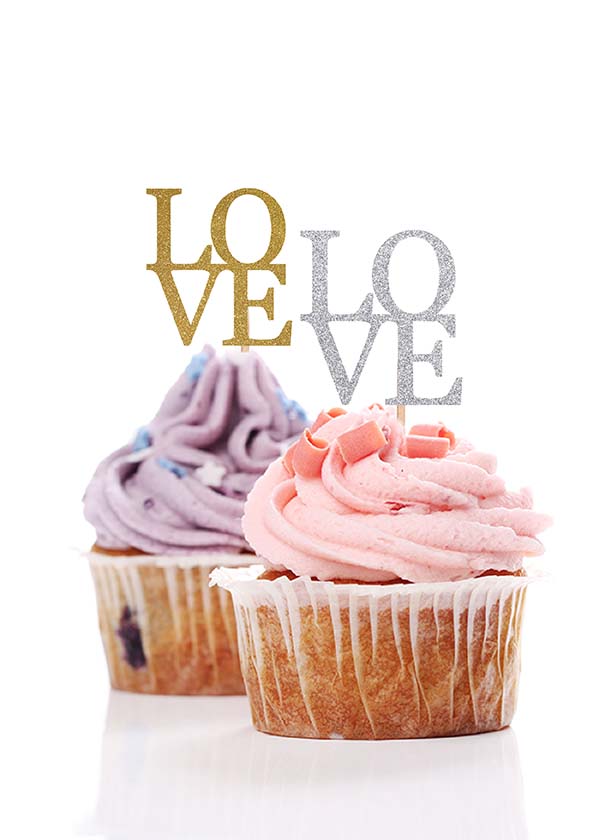 Cupcake Topper LOVE [Set of 5]