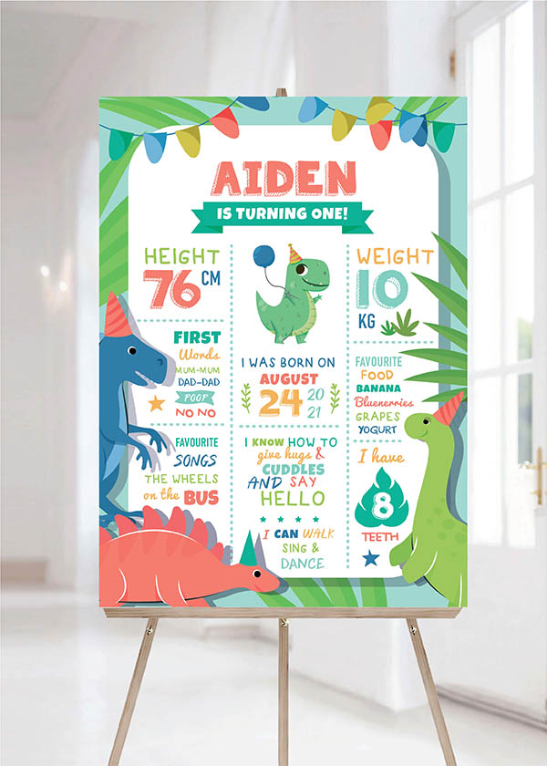 Baby Milestone Board - Tropical Dino