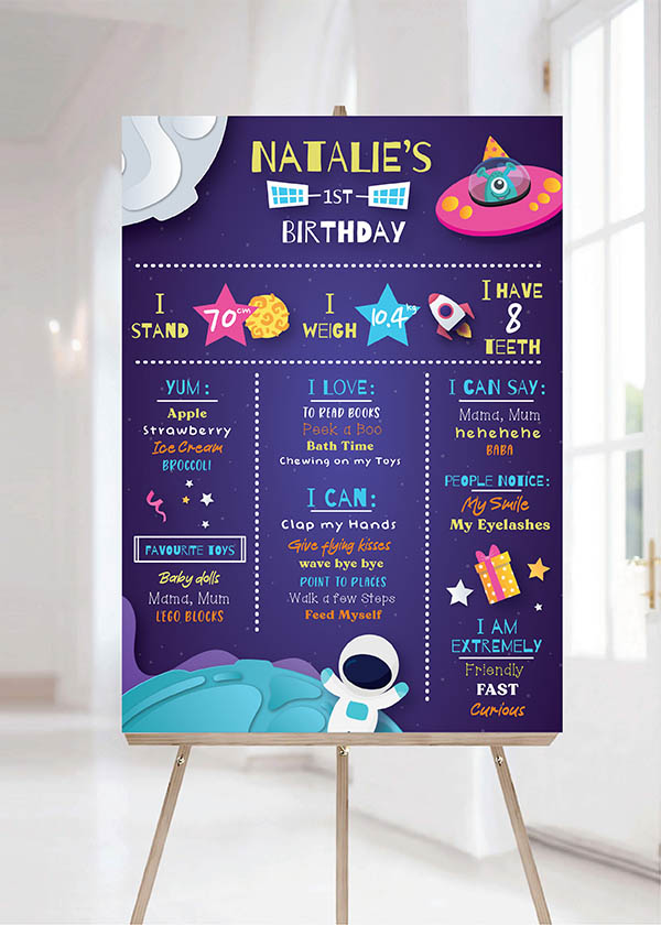 Baby Milestone Board - Space Adventure