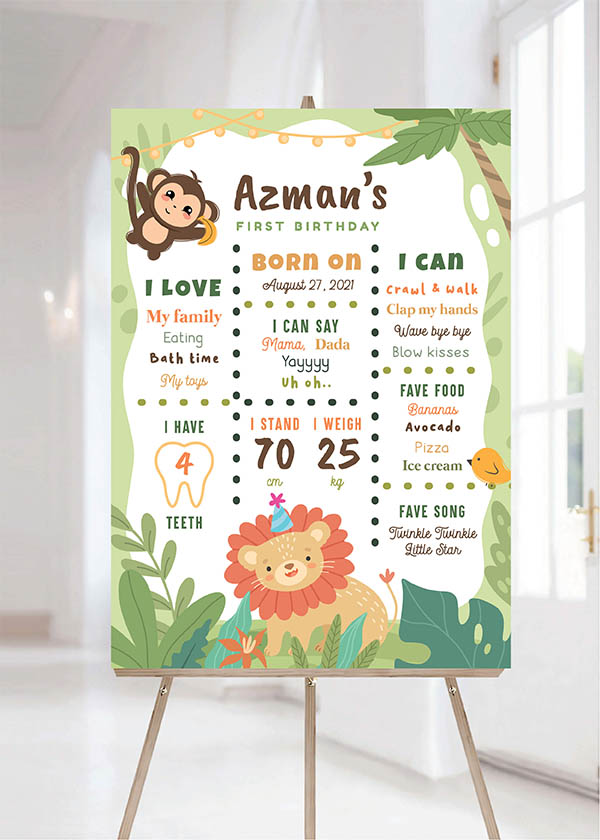 Baby Milestone Board - Safari