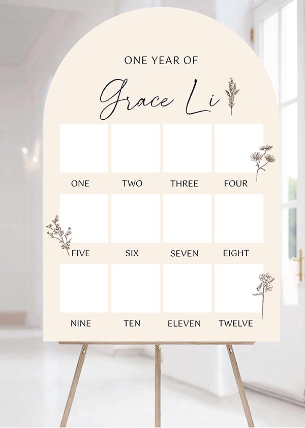 Baby Photo Milestone Board - Minimalist Boho Flowers