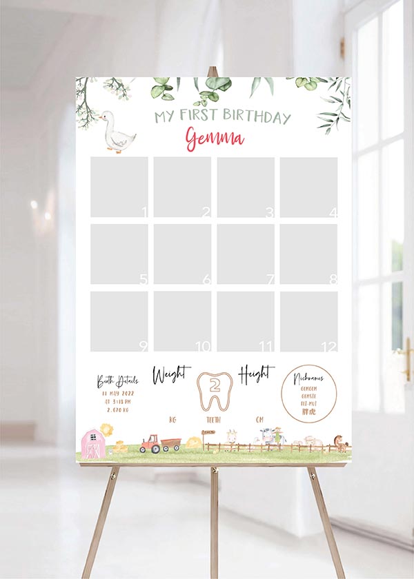 Baby Photo Milestone Board - Farm Fun