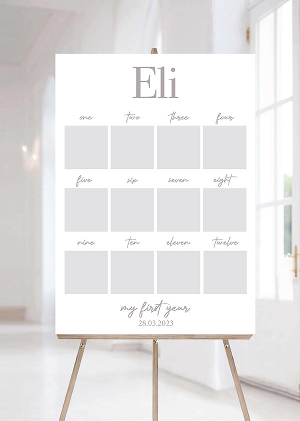 Baby Photo Milestone Board - Minimalist Grey