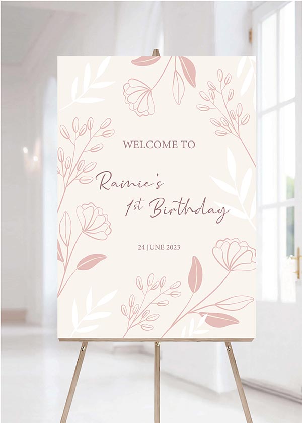 Baby Welcome Signage - Rose Elegant Flower