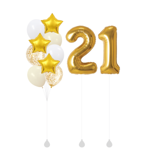 [SET] Gold Star Bouquet with Double 40 Gold Number Foil