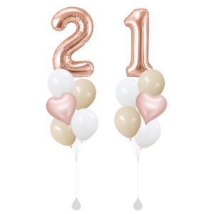 [SET] Luxe Pink Heart Bouquet with Double 40" Gold Number Foil