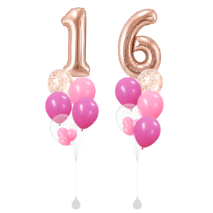 [SET] Double Pink Bouquet with 40" Rose Gold Number Foil