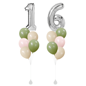[SET] Double Earth Bouquet with 40" Silver Number Foil