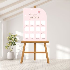Baby Photo Milestone Board – Pastel Pink Stars