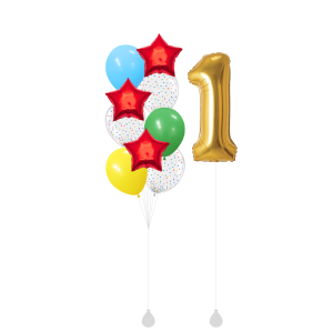 [SET] Red Star Bouquet with Single 40" Gold Number Foil