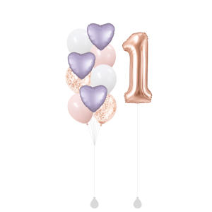 [SET] Sweet Bunny Bouquet with Single 40" Rose Gold Number Foil