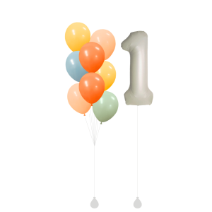 [SET] Pastel Tangerine Balloon Bouquet with Single 40" Cream Number Foil