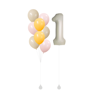 [SET] Pastel Citrus Balloon Bouquet with Single 40" Cream Number Foil