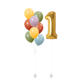 [SET]  Autumn Balloon Bouquet with Single 40" Gold Number Foil
