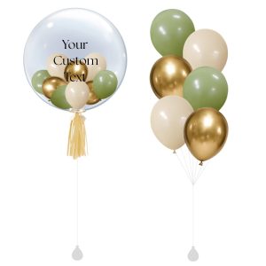 [SET] Customised 24" Eucalyptus Gold Bubble Bouquet