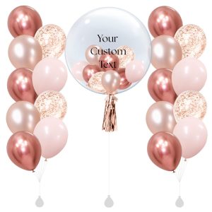 [SET] Customised 24" Rose Gold Luxe Bubble With Double Bouquet