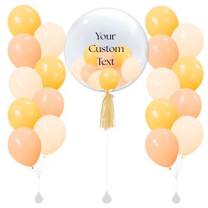[SET] Customised 24" Lemon Sorbet Bubble With Double Bouquet