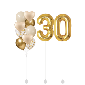[SET] Double Pearl Ivory Sand Luxe With 40" Gold Number Foil