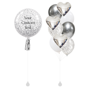[SET] Customised 18" Silver Glitter Bubble Bouquet