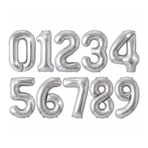 40" Number Foil Silver