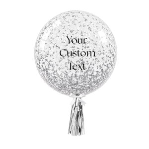 Customised Silver Bubble Glitter Helium Balloon